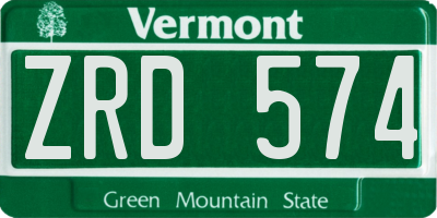 VT license plate ZRD574