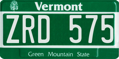 VT license plate ZRD575