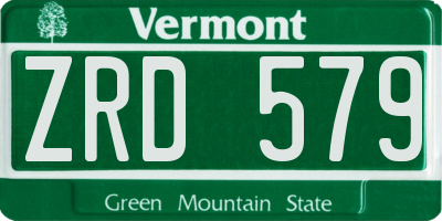 VT license plate ZRD579