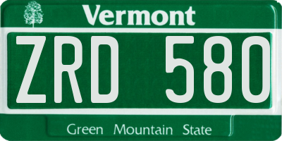 VT license plate ZRD580