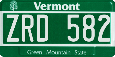 VT license plate ZRD582