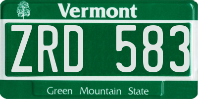 VT license plate ZRD583