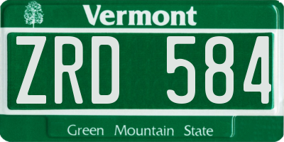 VT license plate ZRD584