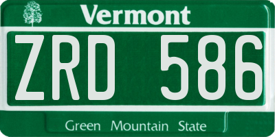 VT license plate ZRD586
