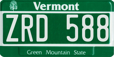 VT license plate ZRD588