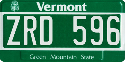 VT license plate ZRD596