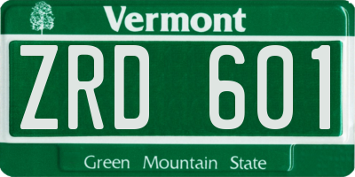 VT license plate ZRD601