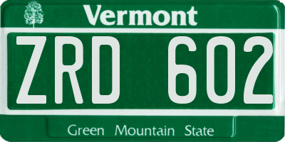 VT license plate ZRD602