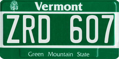 VT license plate ZRD607