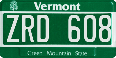 VT license plate ZRD608