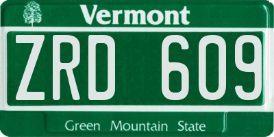 VT license plate ZRD609