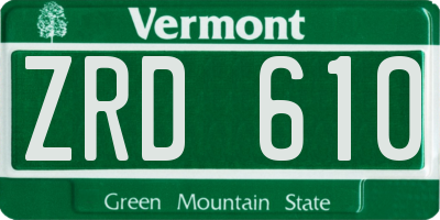 VT license plate ZRD610