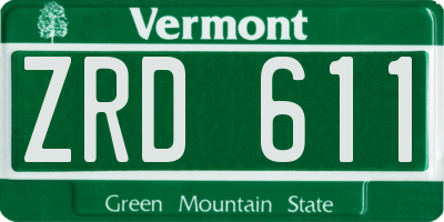 VT license plate ZRD611