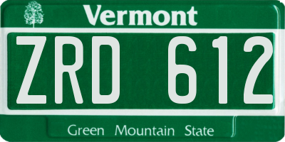 VT license plate ZRD612