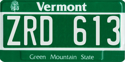 VT license plate ZRD613