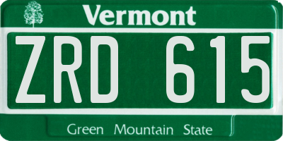 VT license plate ZRD615
