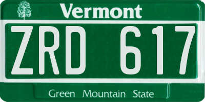 VT license plate ZRD617