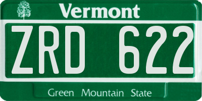 VT license plate ZRD622