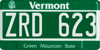 VT license plate ZRD623