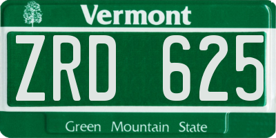VT license plate ZRD625