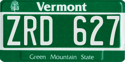 VT license plate ZRD627