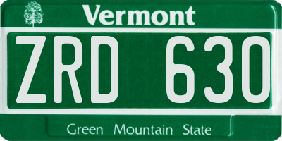 VT license plate ZRD630