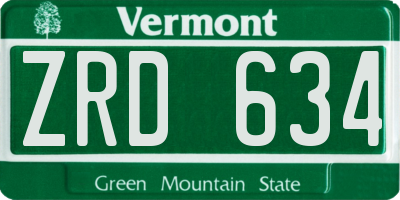 VT license plate ZRD634