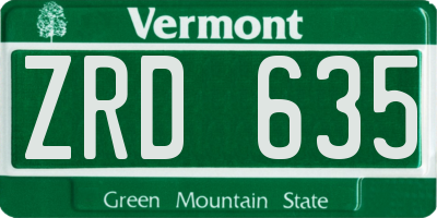 VT license plate ZRD635