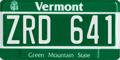 VT license plate ZRD641