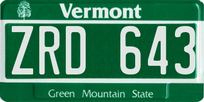 VT license plate ZRD643