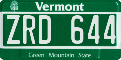VT license plate ZRD644