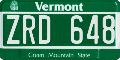 VT license plate ZRD648
