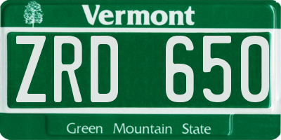 VT license plate ZRD650