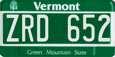 VT license plate ZRD652