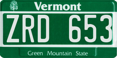 VT license plate ZRD653