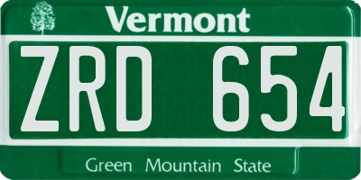VT license plate ZRD654