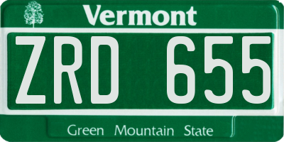 VT license plate ZRD655