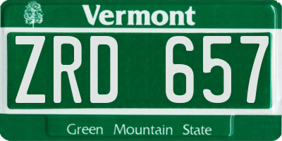 VT license plate ZRD657
