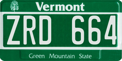 VT license plate ZRD664