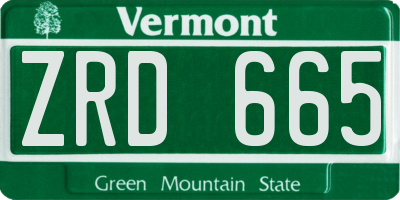 VT license plate ZRD665