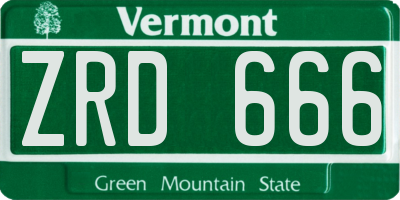VT license plate ZRD666