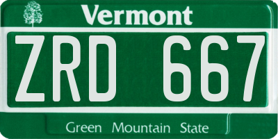 VT license plate ZRD667
