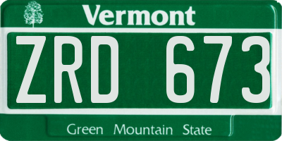 VT license plate ZRD673