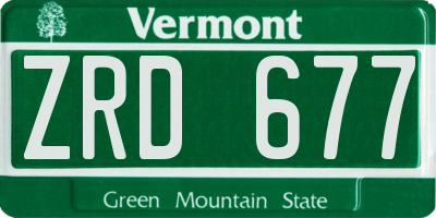 VT license plate ZRD677