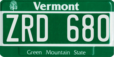 VT license plate ZRD680