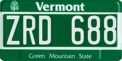 VT license plate ZRD688