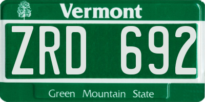 VT license plate ZRD692
