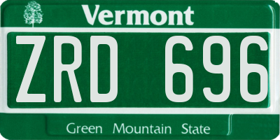 VT license plate ZRD696