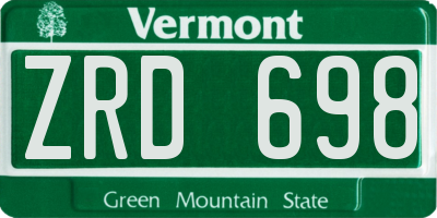 VT license plate ZRD698