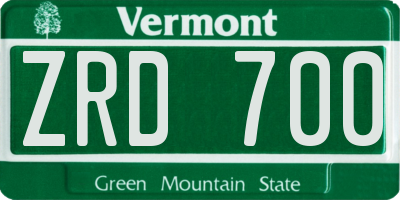VT license plate ZRD700